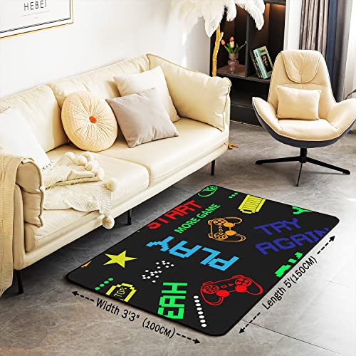 Loussiesd Gamer Rugs for Living Room Bedroom Non Slip Area Rug Kids Boys Girls Video Game Gamepad Carpet Area Rug Carpet for Kitchen 150 * 200cm - Image 3