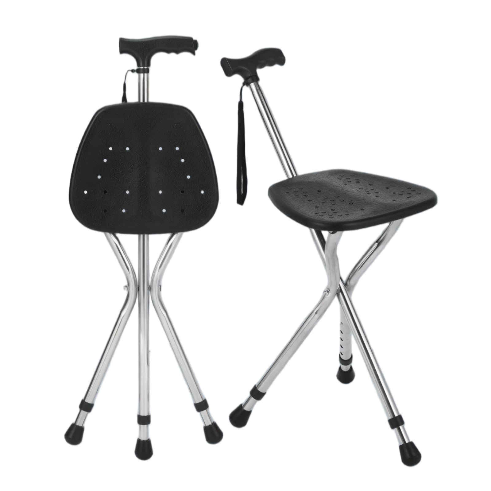 Bastón con Asiento Plegable y Ligero, Altura Regulable, con iluminación LED, Antideslizante y Duradero, Apto para Hombres, Mujeres y Personas Mayores