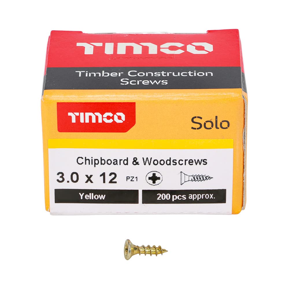 Timco Yellow Solo Countersinking Pozi Wood Screws