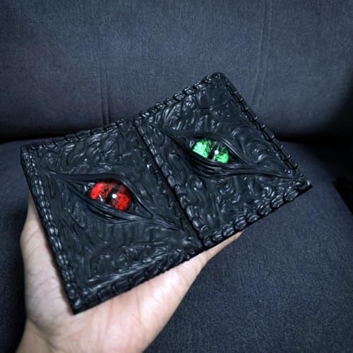 Funny Noctilucent Demon Eyes Wallet,Driver'S License Credit Card Personalized Wallet,Dragon Eye Magic Wallets For Men,Men'S 3d Genuine Leather Wallet,Horror Handmade Wallet Creepy Blood Eye (Green)4