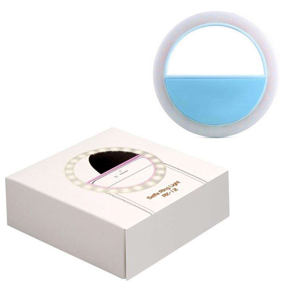 Selfie Selfie Ring Light with USB Charging Small Clip on LED Video Conference Lighting Circle Cell Phone Light Ring for Camera Photography Flashes Lights (Color : Blue)