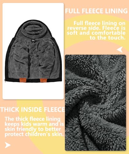 Image of V VALANCH Boys Hoodie Zip Up Fleece Lined Jacket Warm Sherpa Hooded Sweatshirts for Boys Girls 6-15 Years