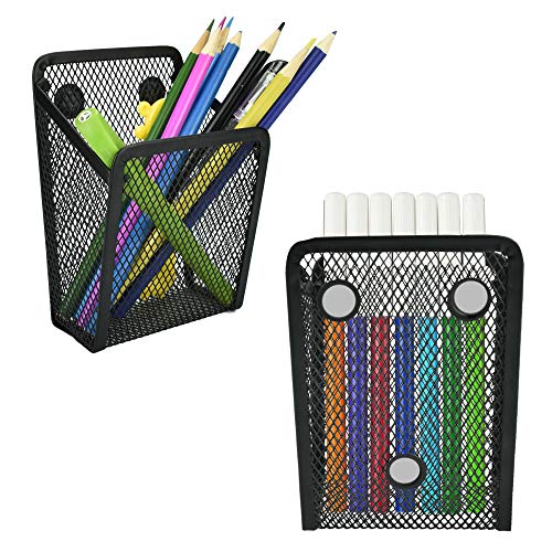 2 Stück Magnetstifthalter Magnetisch Stifthalter Stift Organizer Magnetische Netz Aufbewahrungskörbe mit Magneten Organizer für Spind Zubehör Whiteboard Kühlschrank