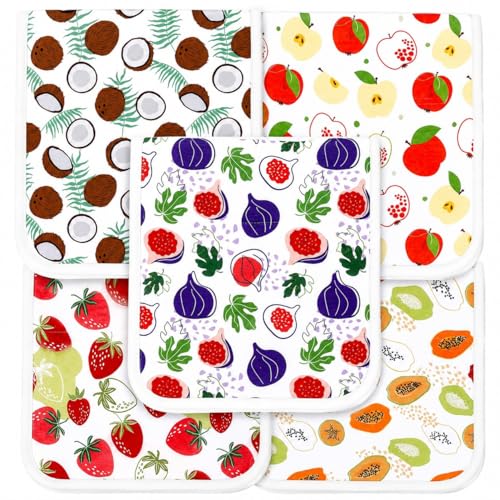 Image of KiddyStar 5 Pack Organic Cotton Burp Cloths, Soft 3 Layer Absorbent Towels for Newborn Feeding & Spit Up