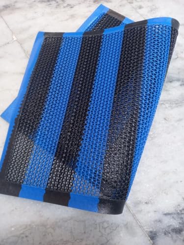 Image of Double Colour Anti Skid & Multipurpose /Bathroom Mat /Shower Mat /Carpet /Rugs /Rainmat /Swimming Pool Mat|Waterproof Doormat for Indoor /Outdoor Home Office Entrance| (Black-Blue, 16 inchx24 inch)