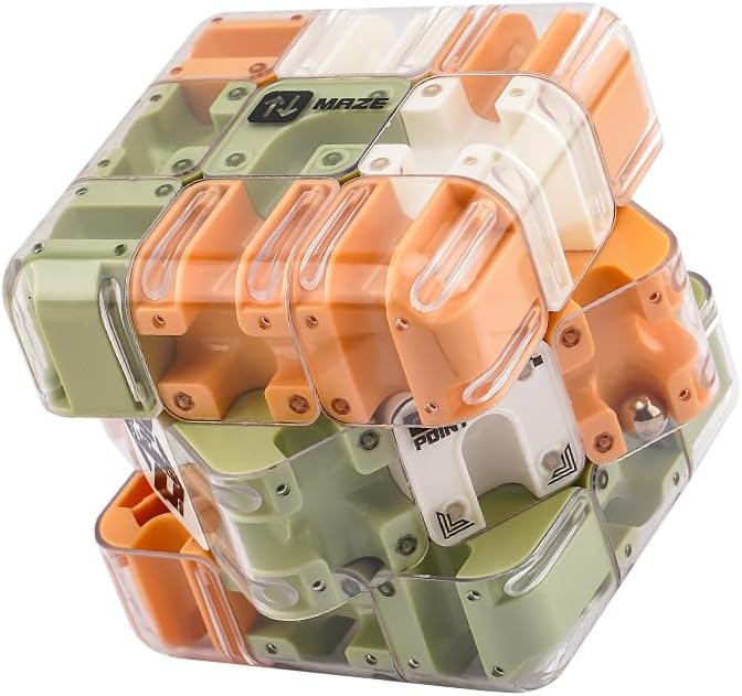 Large 3D Labyrinth Cube Puzzle, 3D Magic Cube Maze Ball Puzzle, Spatial Awareness Brain Training Toy for Stress Relief & Logic Development, Educational Focus Game Gift for Adults Teens