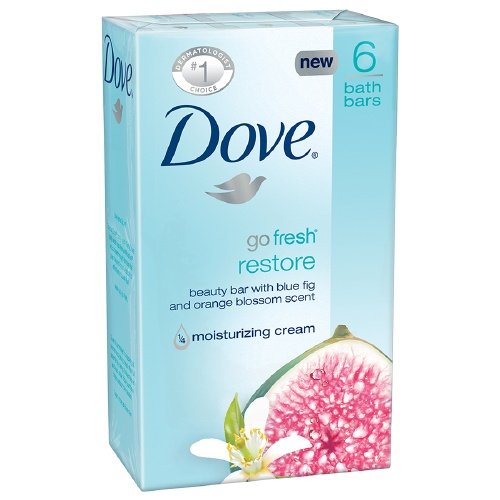 Dove Go Fresh Restore Beauty Bar with Blue Fig and Orange Blossom 4 Oz, 6 Ea (Pack of 1)