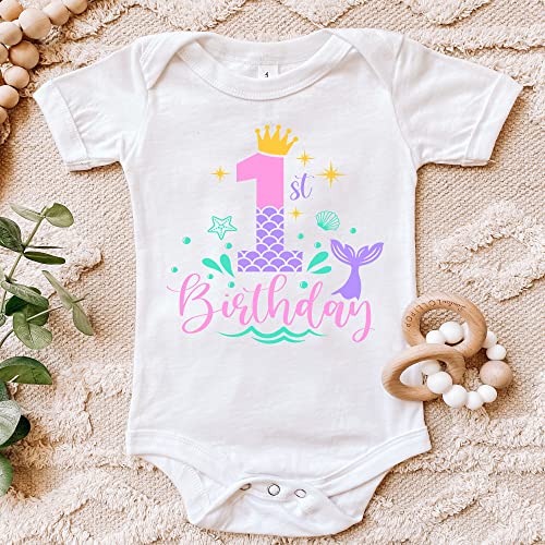 Mermaid first birthday shirt under the sea 1st birthday shirt mermaid one birthday party cute girl birthday shirt4