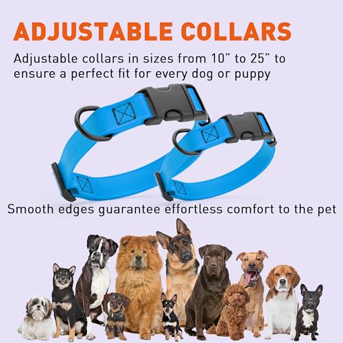 Image of Dogline Biothane Waterproof Dog Collar with Quick Release Buckle Strong Coated Nylon Webbing with Odor- Proof for Easy Care Easy to Clean Fits Small Medium Large Dogs, Dogline Blue 5 /8 inch W 9-14 inch L