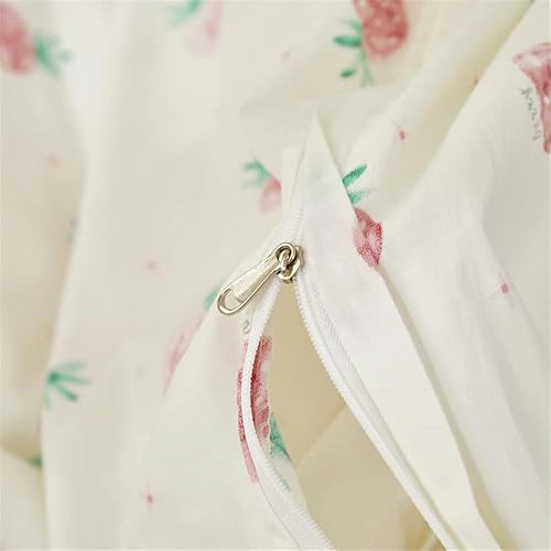 Miniatura 6 de DREAMINGO Funda de edredón de algodón para niñas, diseño de fresa, bonito juego de ropa de cama estética, decoración de habitación, funda de edredón