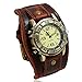 Produktbild WHCQ Armbanduhr, Vintage-kühle Uhr-Mann-Retro Punkrock-Uhr-breite Lederarmband Band Boyfriend Geschenk,Brown 2