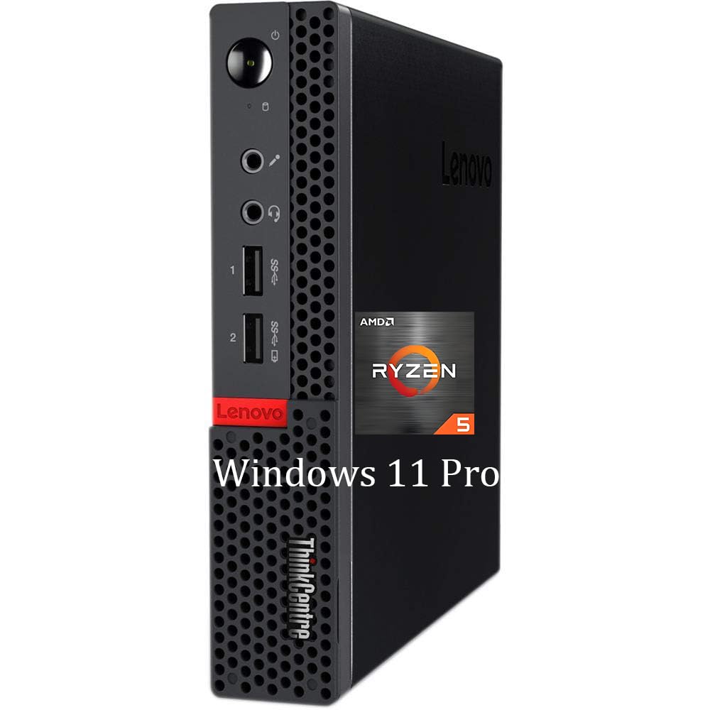 Lenovo ThinkCentre M715Q Mini Ordenador de sobremesa con AMD Ryzen 5 Pro 2400GE, 8 GB de RAM, SSD de 256 GB, WiFi, Bluetooth, sin Teclado ni ratón, Windows 11 Pro (reacondicionado)