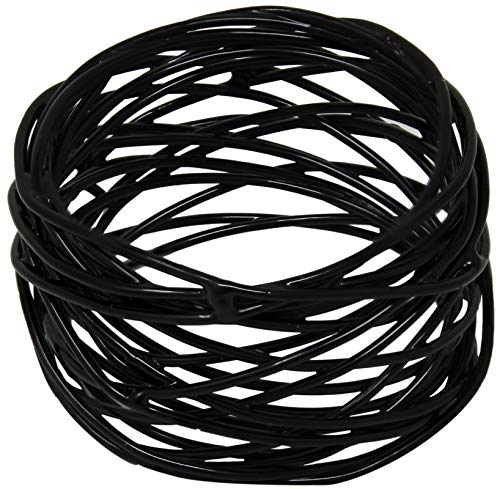 Image of SKAVIJ Handmade Twisted Wire Mesh Napkin Rings Holders Decor Dinner Party Wedding Thanksgiving Christmas Gathering (Black 6pcs)