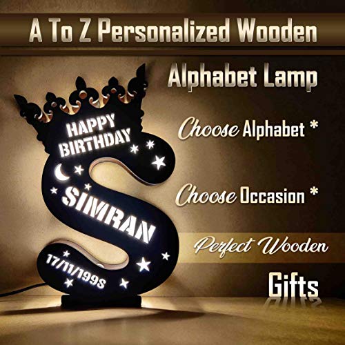 Shaivya Customised Wooden LED Fitted Name Alphabet Having Name and Date Customisation Options, 10 x 12 x 1.2 inches - Image 4