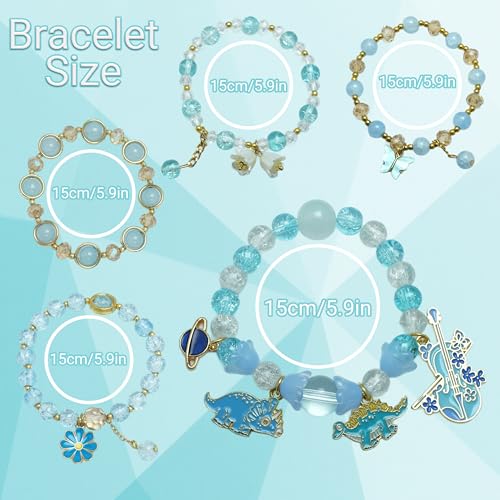 Image of 5PCS Beaded Charm Bracelets for Girls Dinosaur Dainty Kawaii Crystal Beads Bracelets Set for Teens Girls Adjustable Stretch Bracelet Birthday Graduation Gift For Daughter Niece Granddaughter