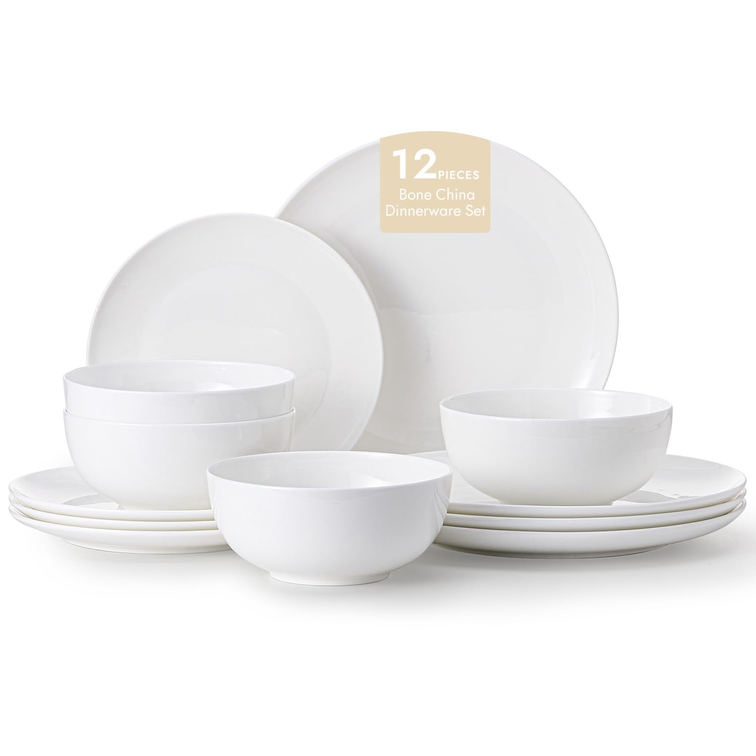 KINGSTONE 12-Piece Bone China Dinnerware Set