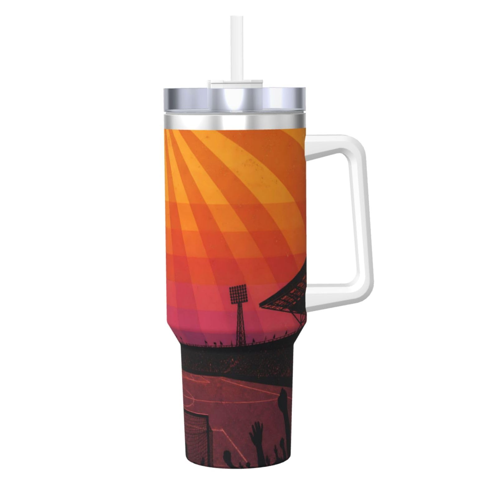Vaso aislado de 40 onzas con asa y pajilla, taza de café reutilizable para coche