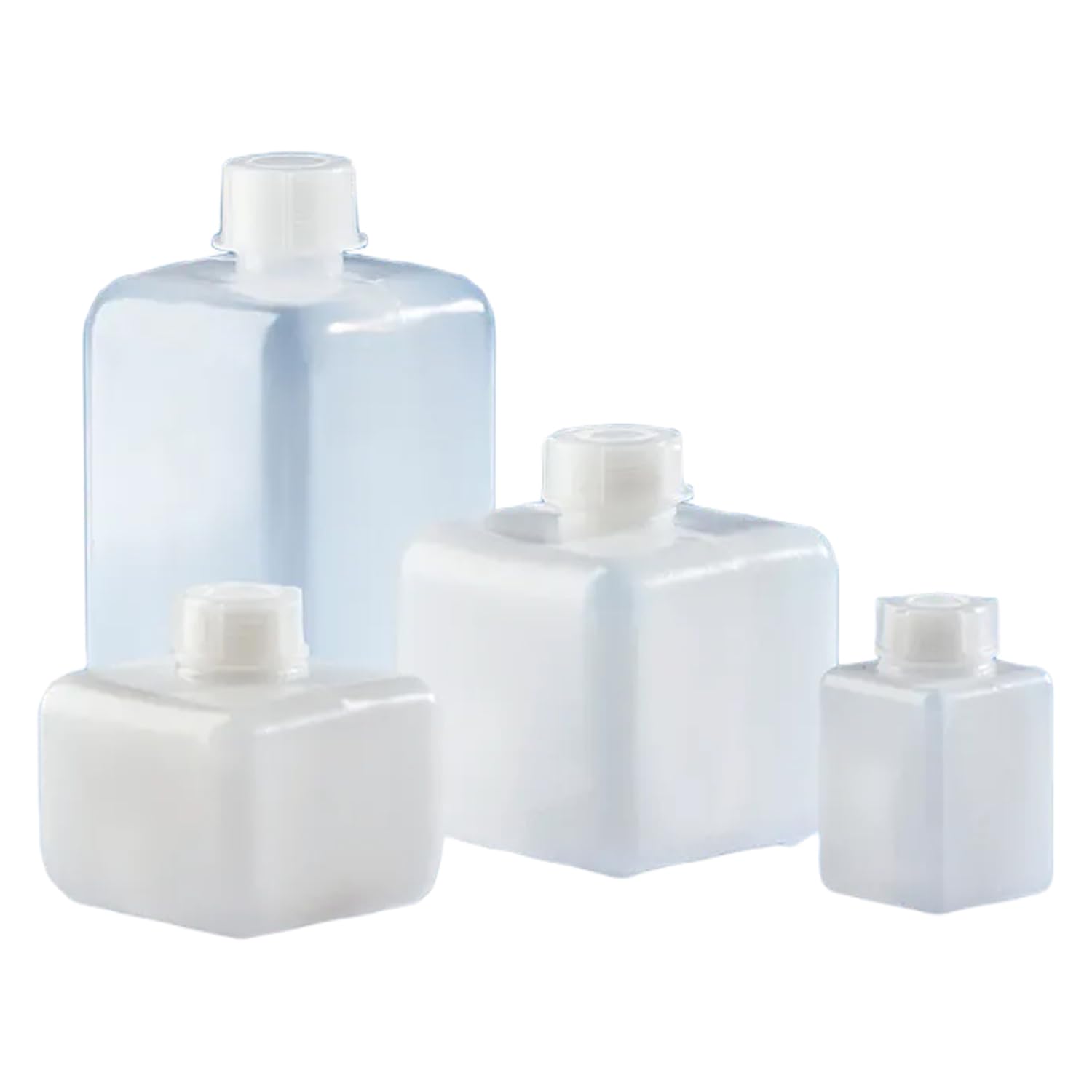 Vitlab HDPE - Bottiglia a collo stretto con tappo a vite in LDPE, quadrata, trasparente, filettatura 32 GL, capacità 500 ml, lunghezza 90 mm, larghezza 90 mm, altezza 106 mm, 12 pezzi