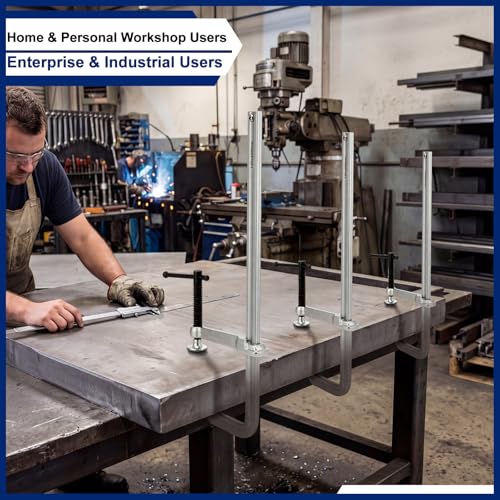 Image of 4 Pcs 15-5 /8 inch x 4-3 /4 inch Heavy Duty F Clamps for Welding Max Load Limit 1200lbs Forged Steel Deep Throat Bar Clamp for Woodworking Metalworking DIY Projects