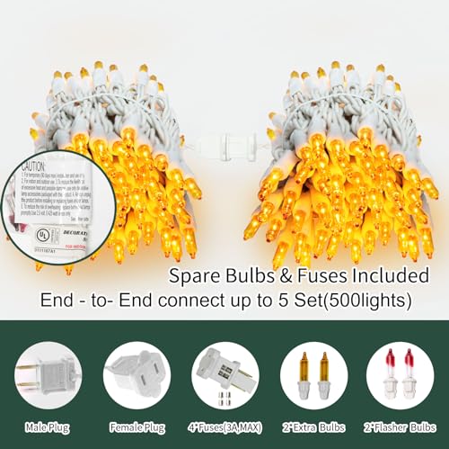 LAMPHOME Yellow Easter Lights 100 Count 19.6 Feet Incandescent Bulb Mini Golden String Lights for Indoor Christmas Tree - Additional View