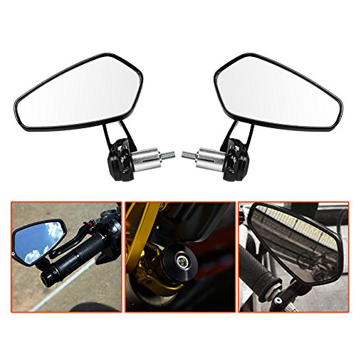 LTC ® 2 piezas universal 7/8 motocicleta Espejo retrovisor brazo giratorio 360 ° & ángulo ajustable espejo retrovisor manillar espejo aluminio negro
