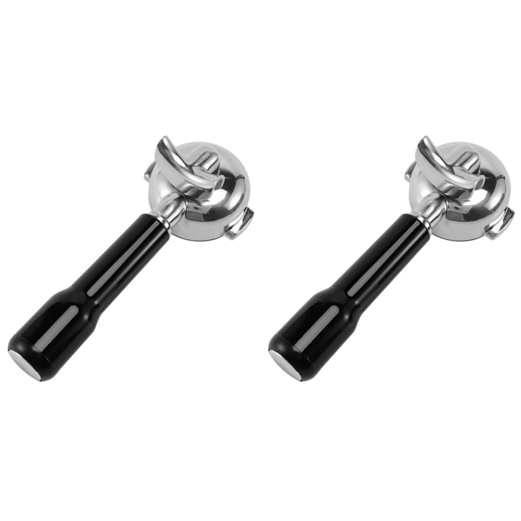 Hwireuigt Black & Silver 2Pcs 58Mm Stainless Steel Coffee Machine Bottomless Filter Holder Portafilter For E61 Expobar Double Mouth