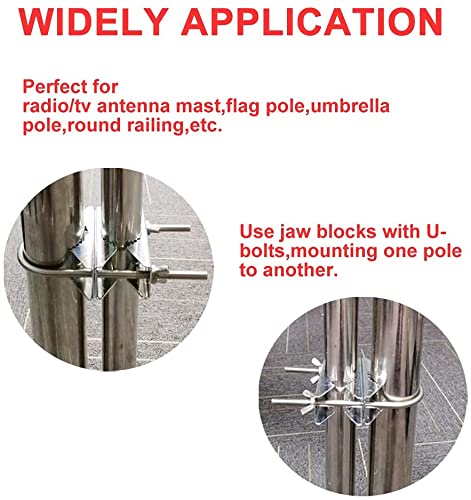Lot De 2 Colliers De Serrage Double Antenne - Support à Mâchoire En V Avec Boulons En U - Pour Antenne WiFi, TV, Mât 24-54 Mm - Acier Inox Antirouille