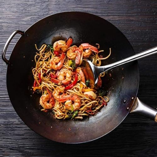 Wok de Hierro Fundido Sazonado 38 cm con Tapa de Madera miniatura 7