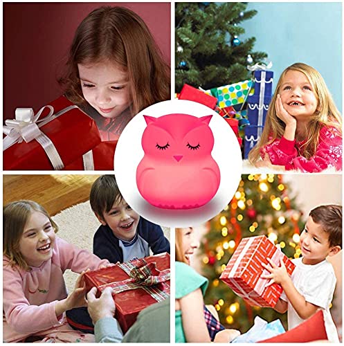 Image of Animal-Shaped Big Night Light for Children /Adults, Rechargeable LED Soft Silicone (BPA Free) Bedside Lamp, Adjustable Brightness and 9 Colors by Touch Control & Remote Control (Big Owl)