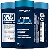 Sheer ALPHA Testosterone Booster Supplement - 800mg Horny Goat Weed and More For Boosting Muscle Growth, Stamina, Libido, and Endurance, 90 Capsules, 30 Day Supply