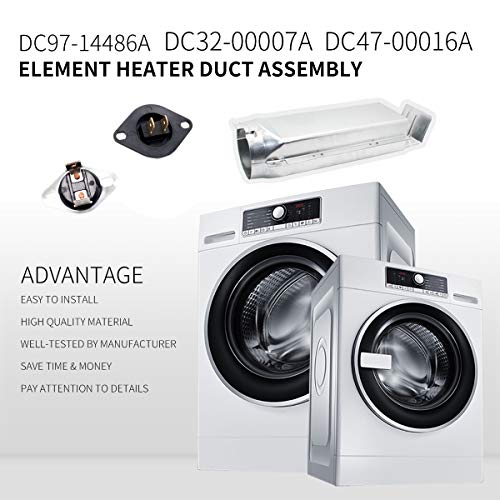 Sikawai DC97-14486A Dryer Heating Element Heater Duct Assembly Compatible with Samsung includes DC47-00016A Thermal Fuse,DC32-00007A Thermistor Thermal Fuse Kit Replace DC97-08891A DC9714486A - Thumbnail 4