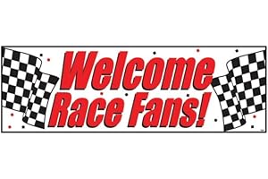 Welcome Race Fans 6 Giant Red and White Hanging Party Decoration Banners