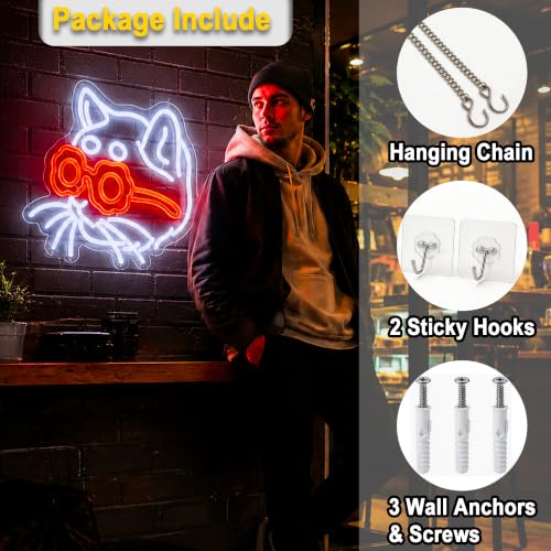Image of Cat Neon Sign for Wall Decor Light Up Sign Led Signs for Room Party Home Wall Decor USB Powered