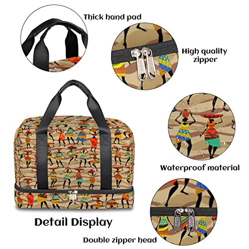 African Women Sports Gym Bag for Men Women Travel Duffel Bag with Shoes Compartment Workout Weekender Overnight Bag Dance Bag for Kids Girls Boys Teens3