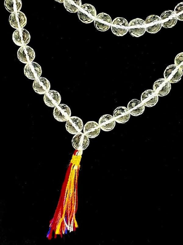 Collar de cuarzo esférico AAA natural, piedra preciosa 108, cuentas de mala, cuentas geométricas facetadas, collar de cuentas de rosario cortadas a mano