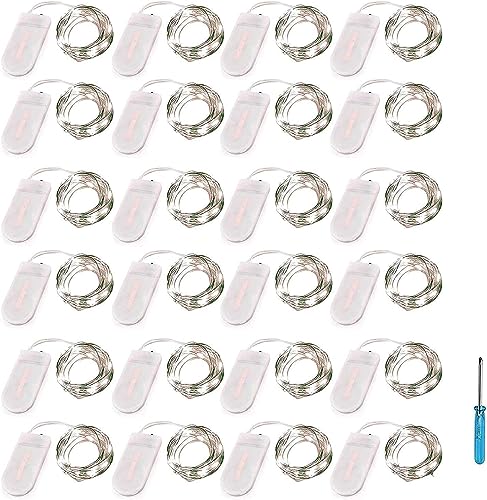 YJFWAL 24 Packs Fairy Lights Battery Operated, LED String Lights 10.2FT 30LEDs Waterproof Copper...