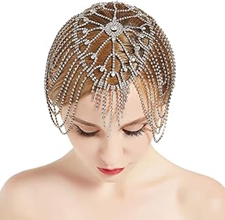 BABEYOND Women's 1920s Crystal Rhinestone Flapper Headpiece Costume Accessory Vintage Jewelry Chains Cap