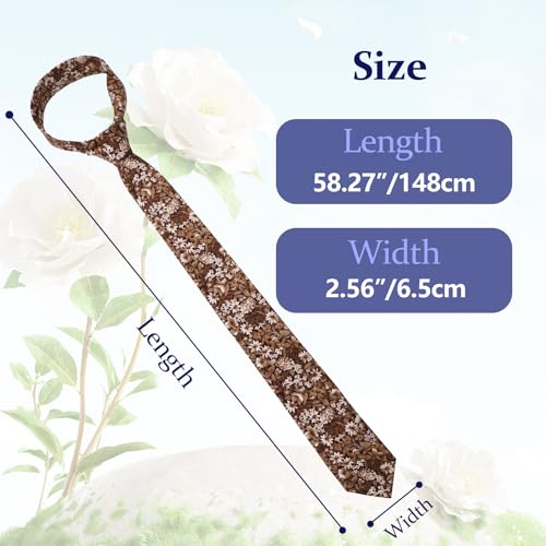 Image of Floral Ties Skinny Tie for Men, Cotton Mens Neckties for Weddings | 2.56'', floral, slim, soft and comfortable, men's neckties for casual, business, party, daily, dating