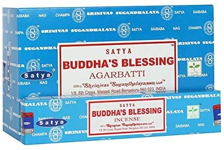 Buddha Blessings Satya Räucherstäbchen Mit JRose Halter – 15 G Box, 3 Stück, Für Entspannung & Aroma