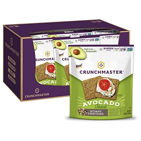 Crunchmaster Crunchy Baked Rice Crackers, Avocado Toast Ultimate Everything, Vegan Friendly, Kosher, Gluten Free & Non-GMO, 3.54 Ounce (Pack of 12) Cover