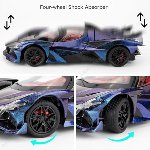 Image of 1 /24 Apollo EVO Alloy Car Model Pull Back Function with Realistic Sound & Bright LED Lights Perfect Toy Car for Kids & Collectors (Purple)