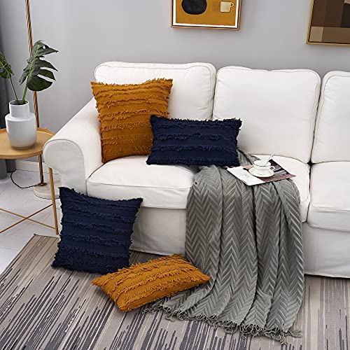 Longhui Bedding Navy Throw Pillow Cover, Set Of 2, Navy 26” X 26” Decorative Lattice Pattern Sham Pillowcase For 26 Inch Sofa, Couch, Bed Pillows #TOP2