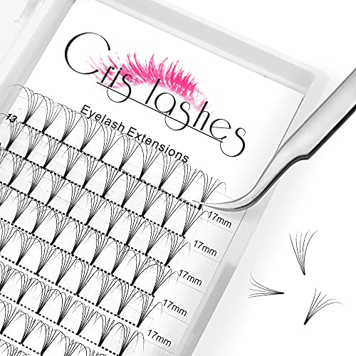 Premade Volume Eyelash Extensions 5D 0.07 D Curl 17mm 13 Rows Premade Fans Eyelash Extensions Volume Eyelash Extensions C D Curl 11-18mm Pre made Lash Fans Short Stem Matte Black(5D 0.07-D 17mm)
