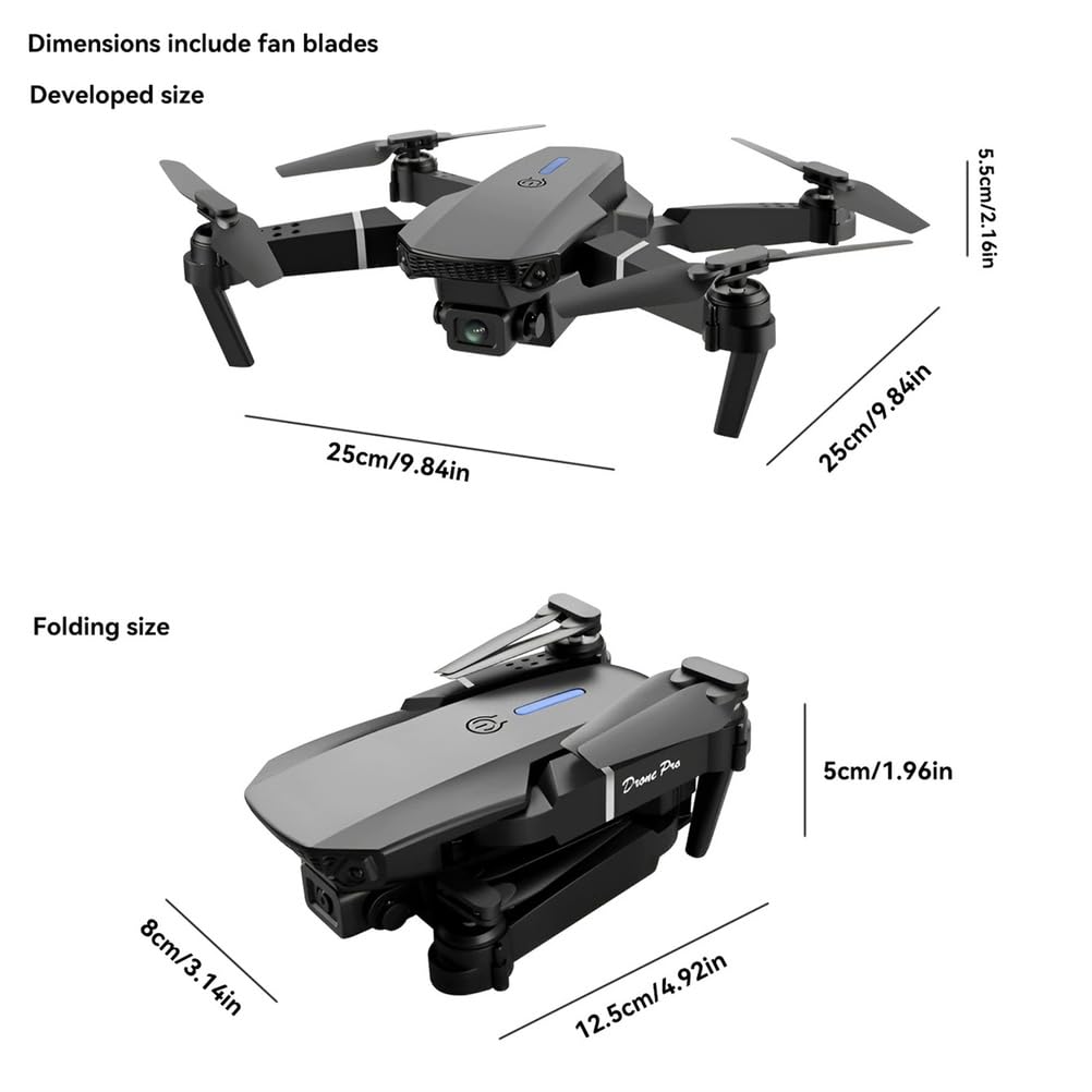 E88 Drone Aggiornato con Schermo 4K HD Fotografia Aerea Doppia Fotocamera Dron Quadricottero Pieghevole per Bambini