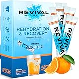 Revival Rapid Rehydration, Electrolytes Powder - High Strength Vitamin C, B1, B3, B5, B12 Supplement Sachet Drink, Effervescent Electrolyte Hydration Tablets - 6 Pack Orange