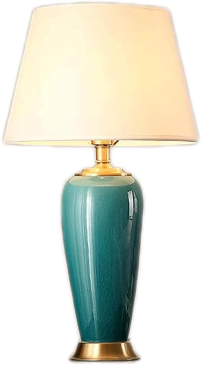DFAEEKIYO Table Lamp Fabric Lampshade Bedside Nightstand Lamps(Green)
