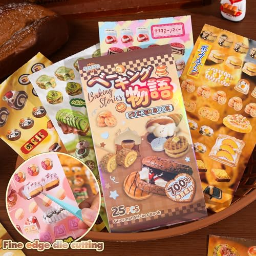 Image of Girl's Japanese Retro Sticker Book, Food and Daily Life Theme - 700+ Cute Old Showa Style Foodie Stickers, for DIY Scrapbooking Journaling Handbook Decoration