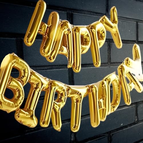 Image of KITTER Golden Happy Birthday Foil Balloon, Metallic Happy Birthday Balloons Set for Birthday Decoration Kit, Balloons for Decorating Birthday For Boys Girls Kids Adults