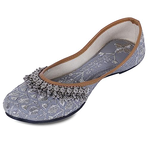 Image of DFR Women Rajasthani Embroidered with Payal Punjabi Mojari Juti Shoe