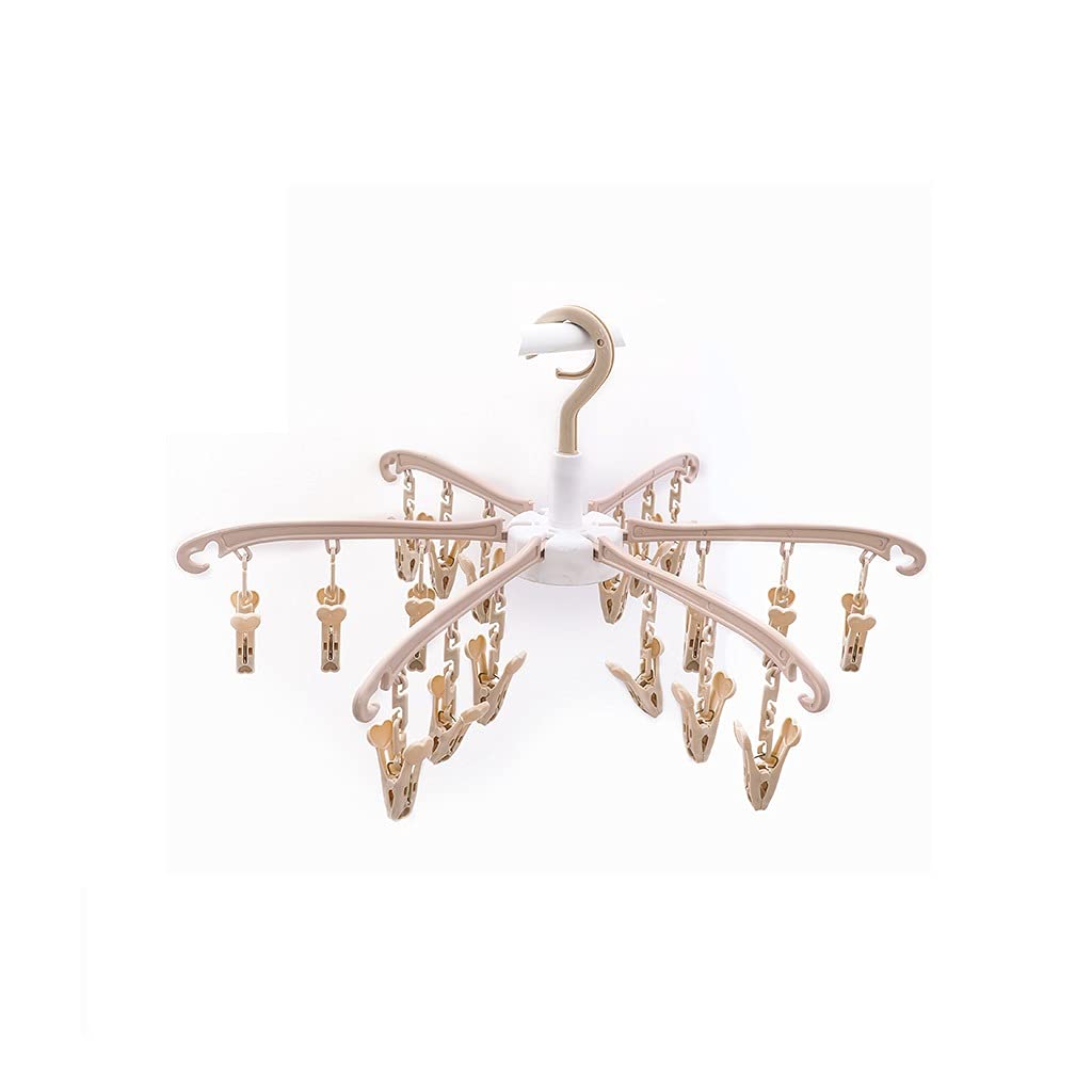 Standard-Kleiderbügel, faltbarer Kleiderbügel, Multi-Clip-Kleiderbügel, winddichter Haken, Kleiderbügel für Kleidung, Baby, multifunktional, Reisen, Haushalt, Kleiderbügel, Trocknen, ?Rac (Beige)